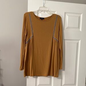 Mustard Long Sleeve Top with Embellished Trim